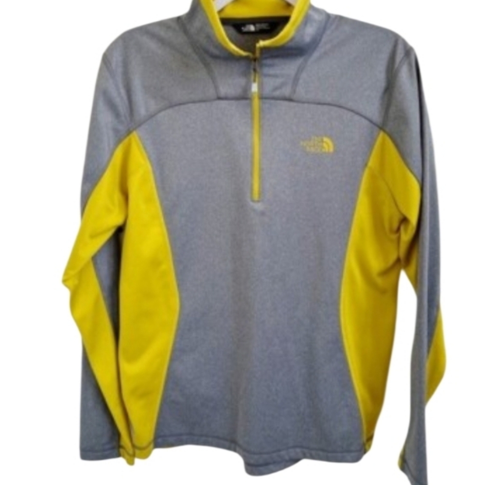 The North Face Men's Pullover Haft Zip Two Tone Mustard Yellow & Gray - Picture 5 of 8